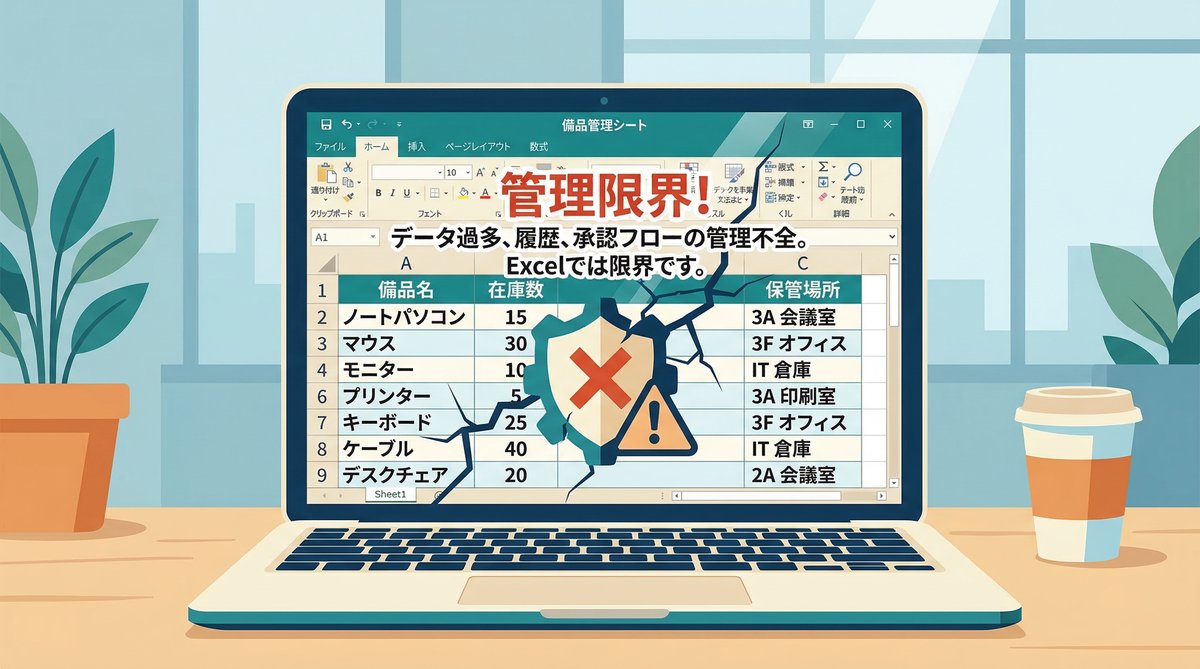 エクセルの備品管理台帳のイメージ