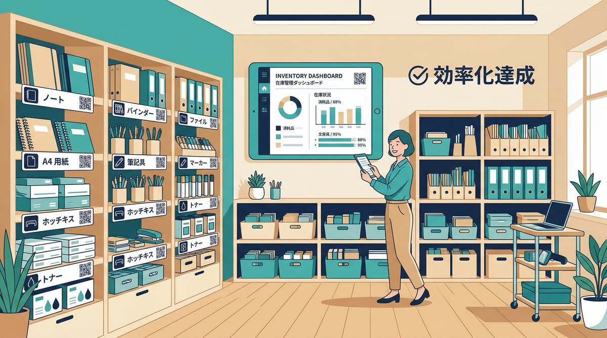 備品管理の効率化を実現したオフィスのイメージ